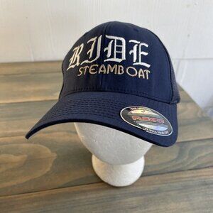 Rick Rude Steamboat Dragon Embroidered WWF Yupoong Blue Mesh Flexfit Hat (HT6)